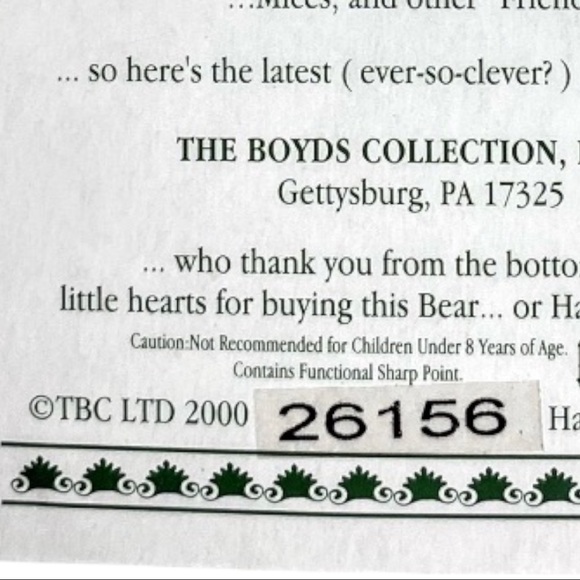 Boyds Bear Bearwear Collection Brooch 2000 #26156 - Picture 3 of 7